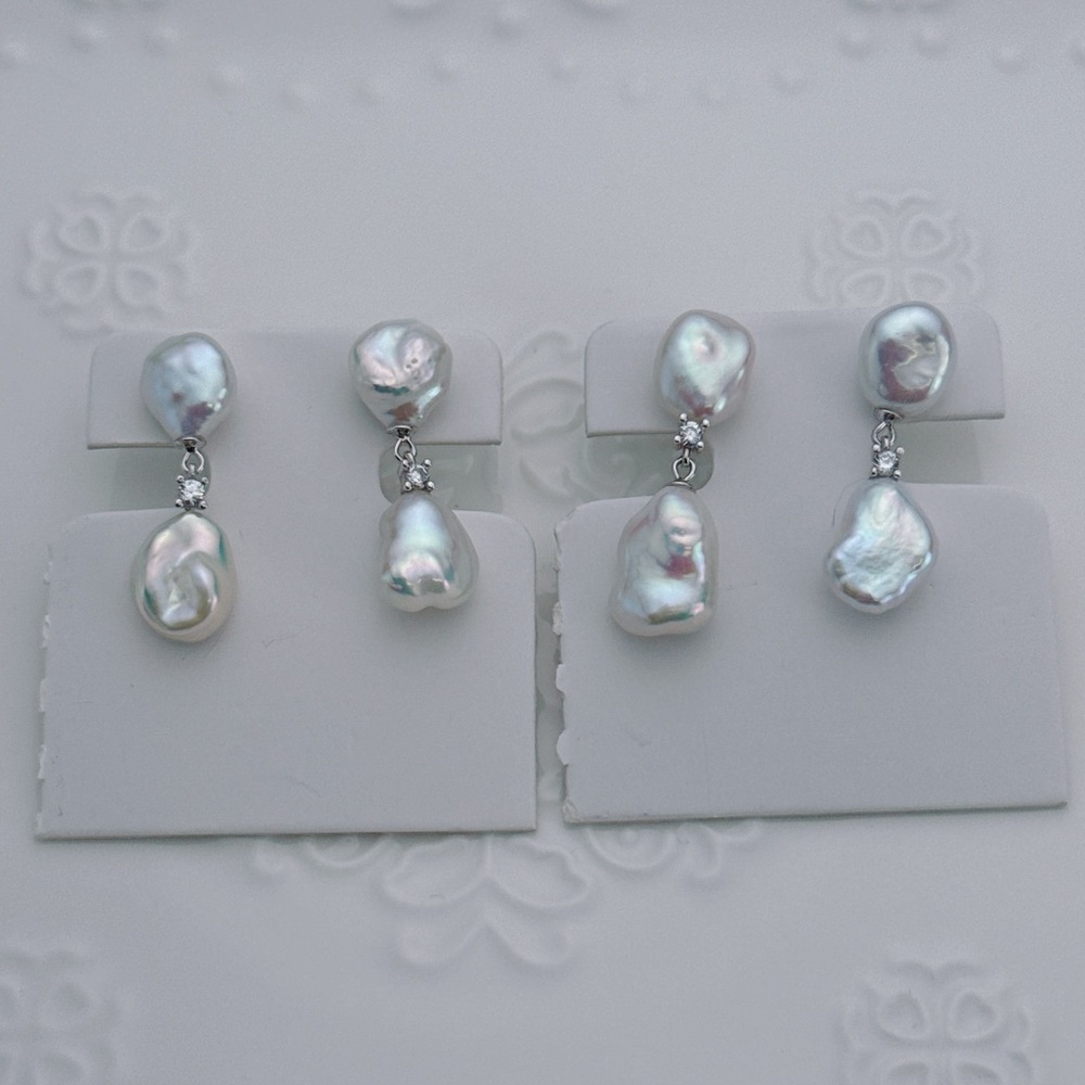 E36 S925 Freshwater Baroque Keshi Pearl Earrings
